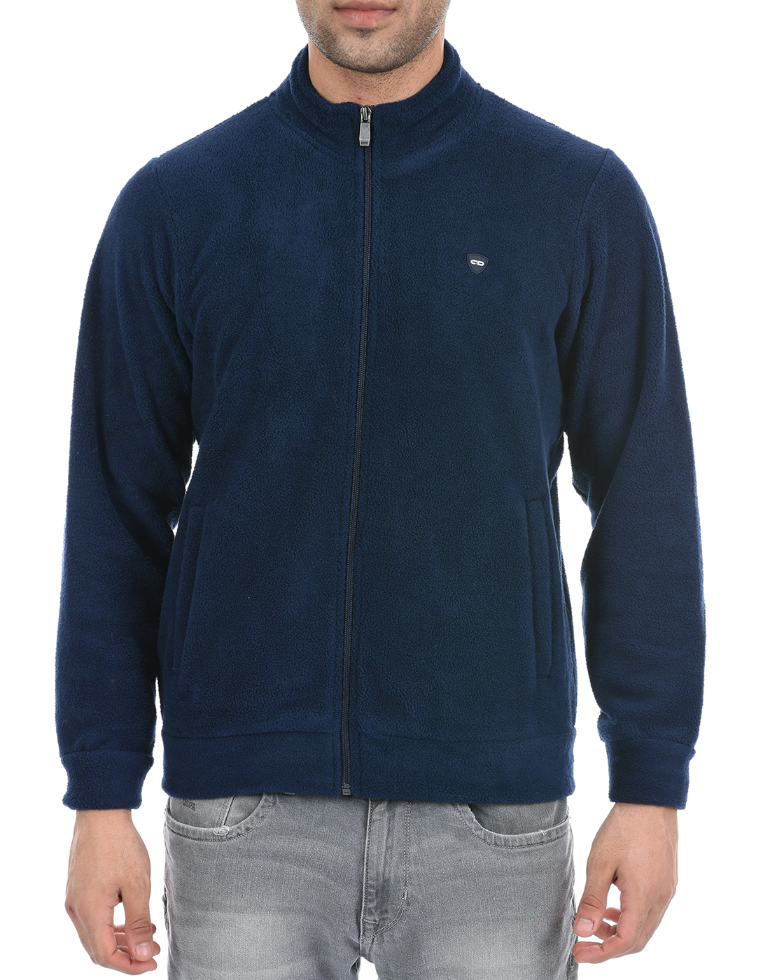 Cloak & Decker by Monte Carlo Men Solid Navy Sweatshirt